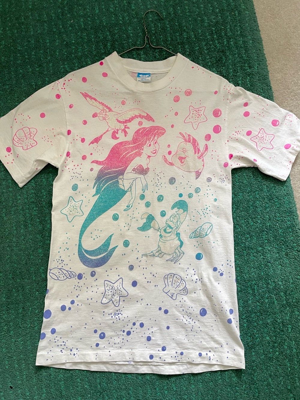 Vintage Disney The Little Mermaid Ombre Glitter Graphic Tee  single stitch YOUTH